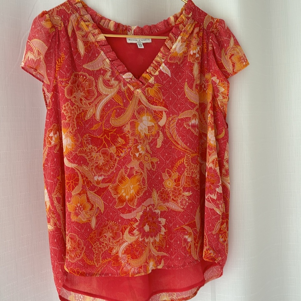 Maison d’ Amelie top; shimmery thread detail and cute ruffles line the neckline